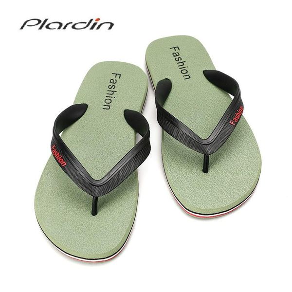 slippers plardin 2021 summer casual men's flip flops flat sandals shoes for men striped beach man outside, Black