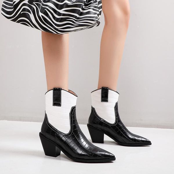 boots 2021 autumn women pu leather wedge high heel ankle pointed toe winter cowboy fashion western black white
boots 2021 autumn women pu leather wedge high heel ankle pointed toe winter cowboy fashion western black white