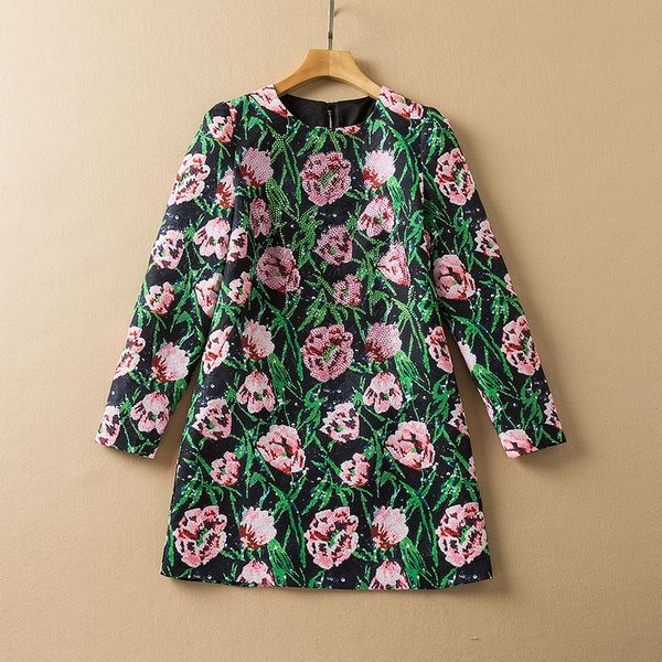 street style dresses 2022 spring summer o neck long sleeve print fashion milan runway dress designer brand same style women's 1201-23, Black;pink
street style dresses 2022 spring summer o neck long sleeve print fashion milan runway dress designer brand same style women's 1201-23, Black;pink