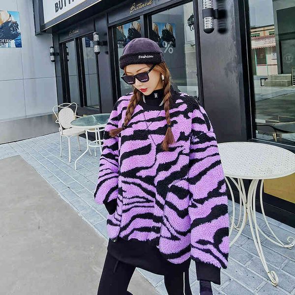 hoodies women's europe station winter zebra pattern color matching big pocket sweater women thick top, Black
hoodies women's europe station winter zebra pattern color matching big pocket sweater women thick top, Black