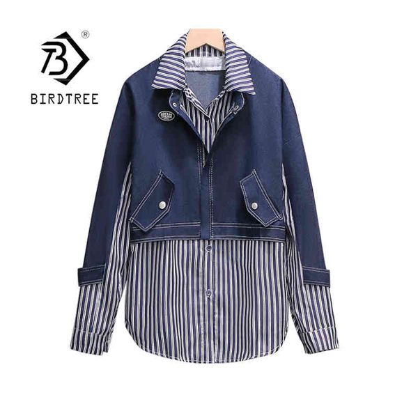 spring fake two piece stripe turn-down long sleeves denim blouse coat women medium long jeans shirt autumn c12701x 210419, Black;brown
spring fake two piece stripe turn-down long sleeves denim blouse coat women medium long jeans shirt autumn c12701x 210419, Black;brown