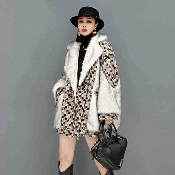 women's fur & faux shengpalae fashion spliced leopard jacket winter laple loose plush long sleeve zipper imitation coat female tw5x, Black
women's fur & faux shengpalae fashion spliced leopard jacket winter laple loose plush long sleeve zipper imitation coat female tw5x, Black
