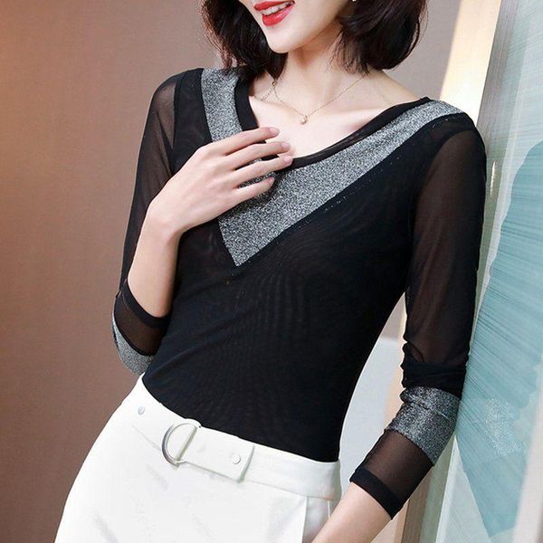 women's blouses & shirts high-end temperament bright silk net yarn women inside sping summer korean style long sleeve blusas mm0645, White
women's blouses & shirts high-end temperament bright silk net yarn women inside sping summer korean style long sleeve blusas mm0645, White