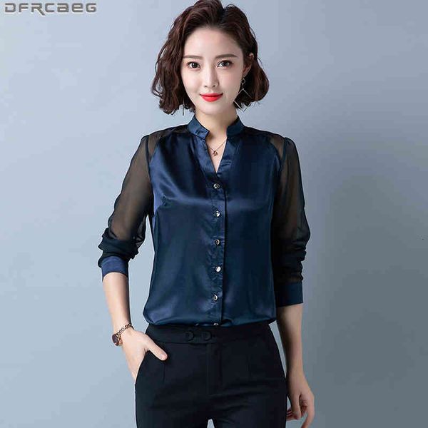 resin fashion korean imitated silk woman shirts streetwear v-neck long sleeve women satin patchwork mesh transparent blouse z, Black
resin fashion korean imitated silk woman shirts streetwear v-neck long sleeve women satin patchwork mesh transparent blouse z, Black