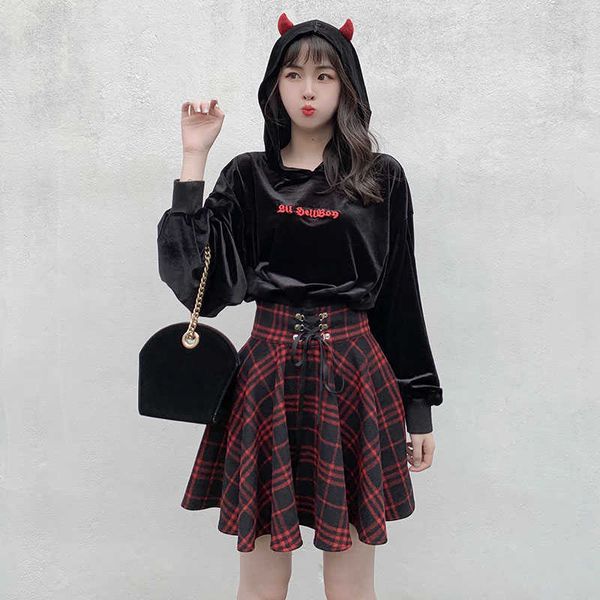 skirts gothic lolita skirt women autumn winter high waisted lace-up short plaid wool mini tutu femme 3t56, Black
skirts gothic lolita skirt women autumn winter high waisted lace-up short plaid wool mini tutu femme 3t56, Black