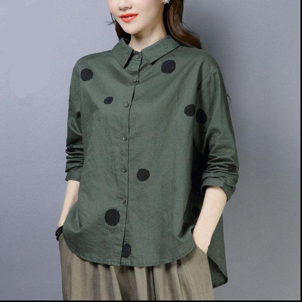 autumn womens shirt arts style women shirts plus size loose long sleeve casual blouse polka dot print cotton linen ladies, White
autumn womens shirt arts style women shirts plus size loose long sleeve casual blouse polka dot print cotton linen ladies, White