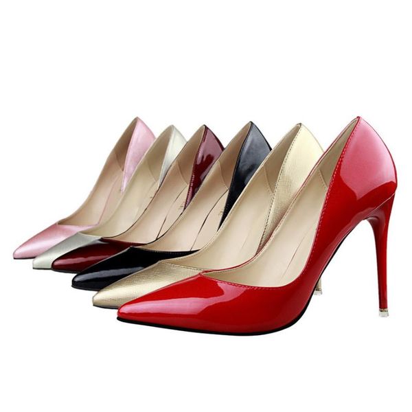 dress shoes spring ladies high heels patent leather classic pumps prom wedding women pointed toe gold beige runway, Black
dress shoes spring ladies high heels patent leather classic pumps prom wedding women pointed toe gold beige runway, Black