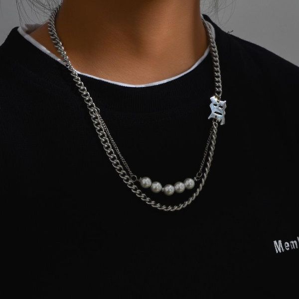 chains fashion titanium steel double-layer letter bead stitching necklace female and male hip-hop sweater chain accessories, Silver
chains fashion titanium steel double-layer letter bead stitching necklace female and male hip-hop sweater chain accessories, Silver