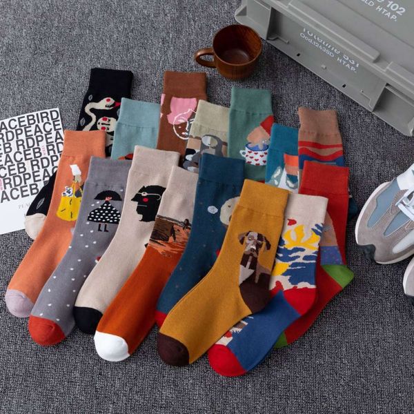 french oil painting socks women's spring and autumn tube ins street creative abstract trend cotton student stockings, Black
french oil painting socks women's spring and autumn tube ins street creative abstract trend cotton student stockings, Black