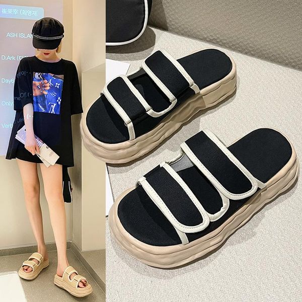 dress shoes 2021 thick-soled dissolved sandal slippers women korean version ins fashion net red magic sticker casual beach sandals, Black
dress shoes 2021 thick-soled dissolved sandal slippers women korean version ins fashion net red magic sticker casual beach sandals, Black