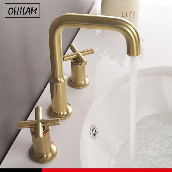 bathroom sink faucets brushed gold widespread brass double handle deck mounted faucet & cold 3 holes swivel basin tap
bathroom sink faucets brushed gold widespread brass double handle deck mounted faucet & cold 3 holes swivel basin tap