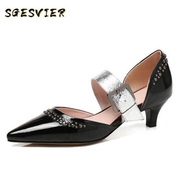 dress shoes sgesvier women real leather high heel sandals pointed toe rivet buckle summer fashion party size 34-43, Black
dress shoes sgesvier women real leather high heel sandals pointed toe rivet buckle summer fashion party size 34-43, Black