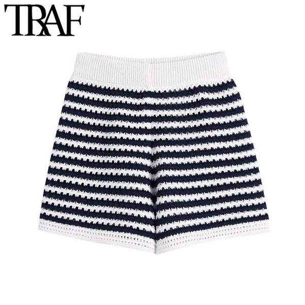 traf women chic fashion striped knitted shorts vintage high elastic waist female short pants mujer 210724, White;black
traf women chic fashion striped knitted shorts vintage high elastic waist female short pants mujer 210724, White;black