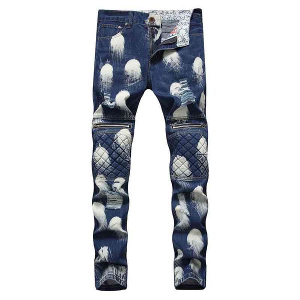 european american men's male new jeans ripped hole trend fashion fold snowflake zipper decoration motorcycle pants trousers, Blue
european american men's male new jeans ripped hole trend fashion fold snowflake zipper decoration motorcycle pants trousers, Blue