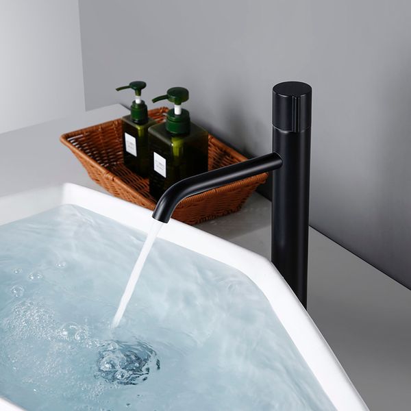 bathroom sink faucets matte black basin high body round hole cold and water domestic l k681
bathroom sink faucets matte black basin high body round hole cold and water domestic l k681