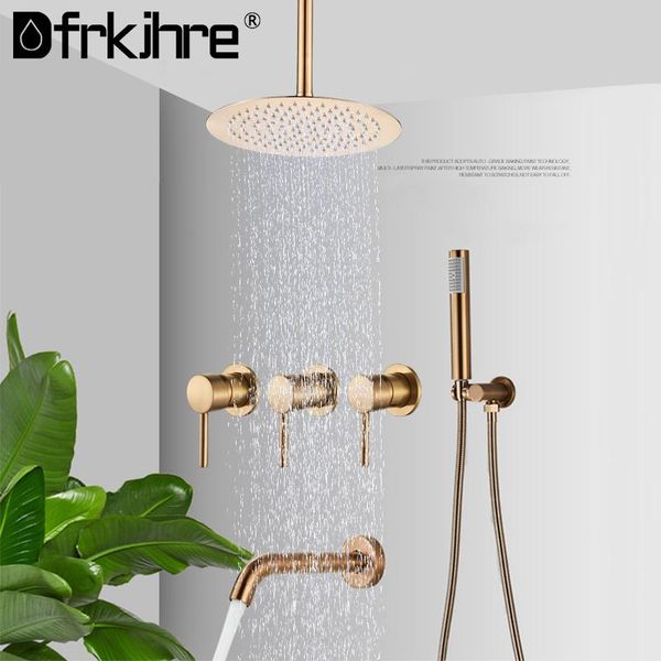 bathroom shower sets rainfall ceiling concealed faucet brushed rose gold mixer system cold water bath
bathroom shower sets rainfall ceiling concealed faucet brushed rose gold mixer system cold water bath