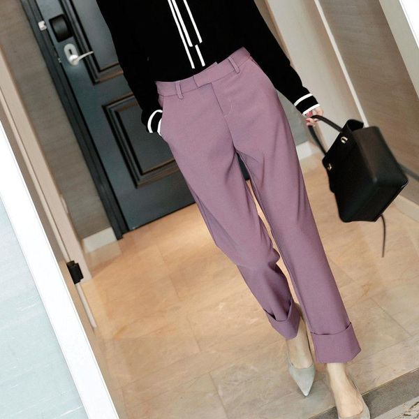 women's pants & capris suit spring summer purple straight women harem office lady ankle-length capri high waist, Black;white
women's pants & capris suit spring summer purple straight women harem office lady ankle-length capri high waist, Black;white