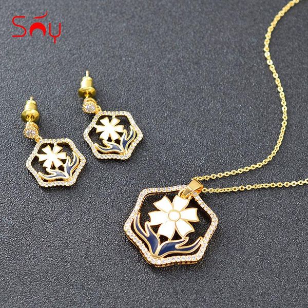 earrings & necklace sunny jewelry enamel set for women pendant selling cubic zirconia flower wedding, Silver
earrings & necklace sunny jewelry enamel set for women pendant selling cubic zirconia flower wedding, Silver