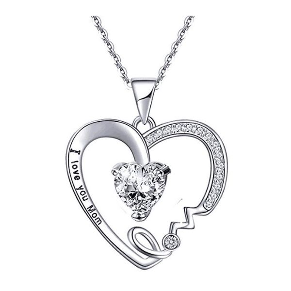 pendant necklaces fashion crystal heart necklace for women mum peach multi color engraved i love you mom mother's day gift, Silver
pendant necklaces fashion crystal heart necklace for women mum peach multi color engraved i love you mom mother's day gift, Silver