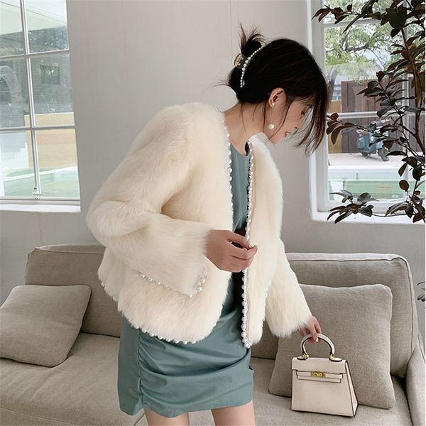 wool fashion white faux coat autumn winter women v neck pearls beaded fake fur cardigan slim jacket sweet outwear, Black
wool fashion white faux coat autumn winter women v neck pearls beaded fake fur cardigan slim jacket sweet outwear, Black