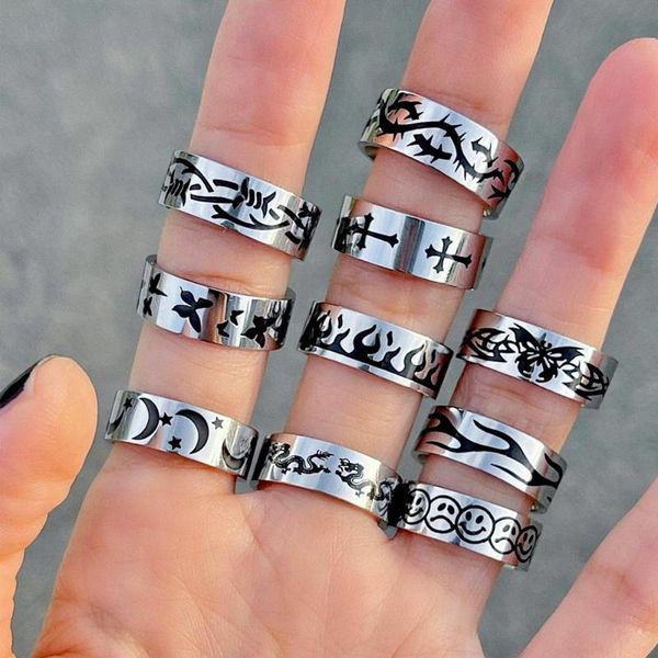 wedding rings trendy hip hop punk for women vintage titanium steel gothic style flame cross pattern fashion jewelry 2021, Slivery;golden
wedding rings trendy hip hop punk for women vintage titanium steel gothic style flame cross pattern fashion jewelry 2021, Slivery;golden