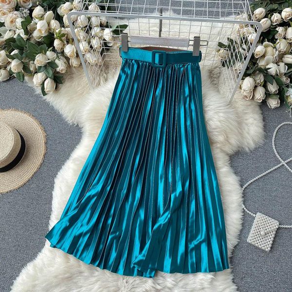 skirts high fashion women satin shirts with band belt long pleated for korean style, Black
skirts high fashion women satin shirts with band belt long pleated for korean style, Black