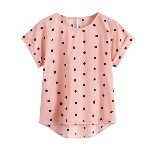 women's blouses & shirts womens summer wave point print casual short sleeve blouse regular elegant 2021 fashion blusas lady mujer, White 
women's blouses & shirts womens summer wave point print casual short sleeve blouse regular elegant 2021 fashion blusas lady mujer, White