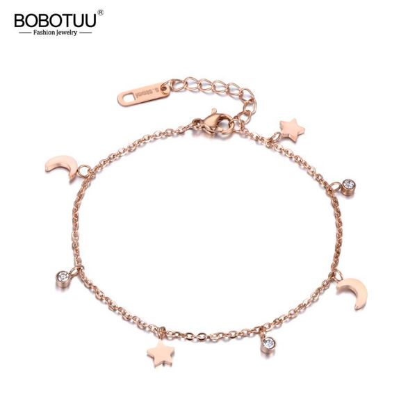 trendy bracelet moon & star cz crystals rose gold color stainless steel link chain christmas gift bb18186 link,, Black
trendy bracelet moon & star cz crystals rose gold color stainless steel link chain christmas gift bb18186 link,, Black
