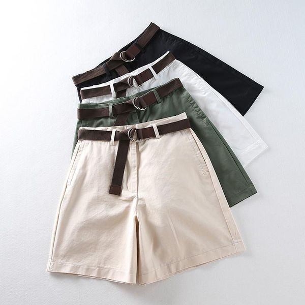 women's shorts 2021 korean street fashion belt pockets summer zipper polyester personality solid color high waist, White;black
women's shorts 2021 korean street fashion belt pockets summer zipper polyester personality solid color high waist, White;black