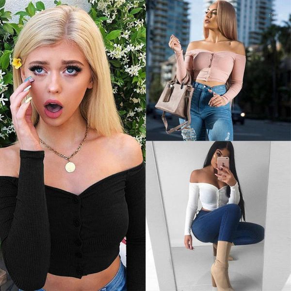 off shoulder women blouse long sleeve knitted shirts short bandage crop blusas mujer feminina women's blouses &, White
off shoulder women blouse long sleeve knitted shirts short bandage crop blusas mujer feminina women's blouses &, White