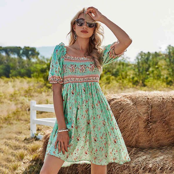 ladies bohemian short floral print summer dress women casual high waist short sleeve mini women beach dress female vestidos 210416, Black;gray
ladies bohemian short floral print summer dress women casual high waist short sleeve mini women beach dress female vestidos 210416, Black;gray