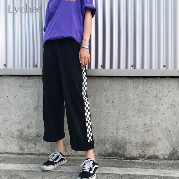 women's pants & capris lychee harajuku plaid patchwork women elastic waist loose female trousers fashion casual wide leg autumn lady bo, Black;white
women's pants & capris lychee harajuku plaid patchwork women elastic waist loose female trousers fashion casual wide leg autumn lady bo, Black;white