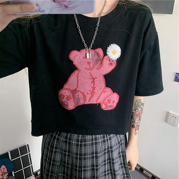 women's t-shirt gothic women aesthetic bear print vintage street shirt harajuku punk rap, White
women's t-shirt gothic women aesthetic bear print vintage street shirt harajuku punk rap, White