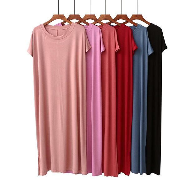women's sleepwear summer est style modal fabric loose plus size round neck short sleeve solid colors home nightgown women cotton nightd, Black;red
women's sleepwear summer est style modal fabric loose plus size round neck short sleeve solid colors home nightgown women cotton nightd, Black;red