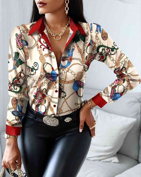 fashion slim v neck women blouses contrast color long sleeved ol style casual printing clothing, White
fashion slim v neck women blouses contrast color long sleeved ol style casual printing clothing, White