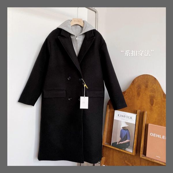 women's wool & blends fake two pieces of hooded woolen overcoat winter thickened medium length loose black tweed jacket
women's wool & blends fake two pieces of hooded woolen overcoat winter thickened medium length loose black tweed jacket