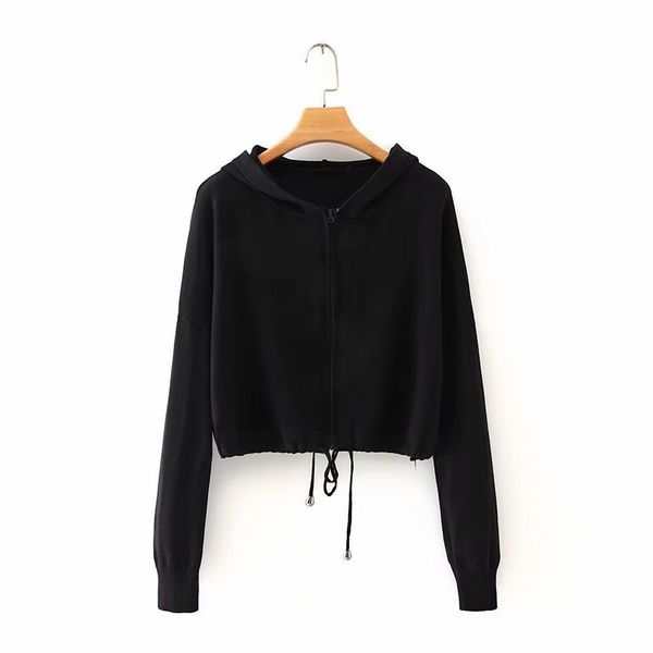 hsa solid color zipper womens hooded knitting sweater long sleeve cardigan lady short sweaters coat 210417, White;black
hsa solid color zipper womens hooded knitting sweater long sleeve cardigan lady short sweaters coat 210417, White;black