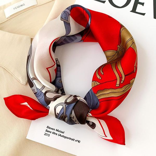 women natural silk square scarf retro carriage chain print headband office lady neckwear female handbag decoration gift 53x53cm scarves, Blue;gray
women natural silk square scarf retro carriage chain print headband office lady neckwear female handbag decoration gift 53x53cm scarves, Blue;gray