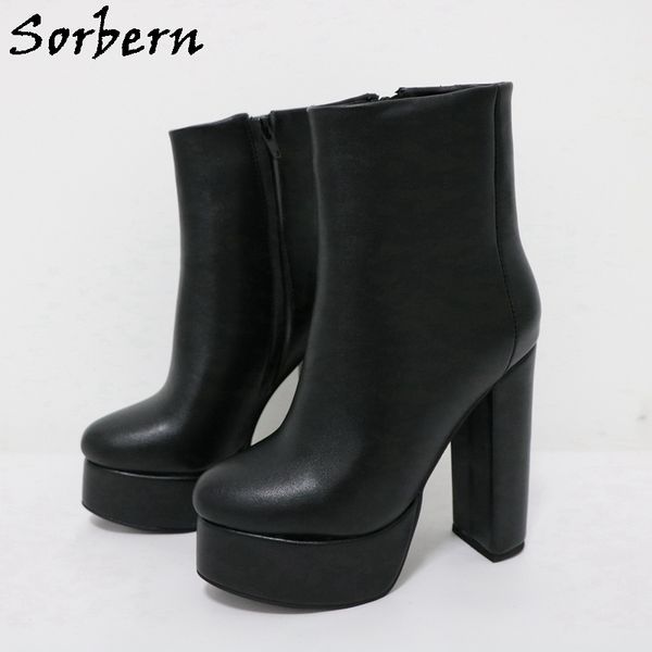 sorbern black block heel women boots visible platform ankle high booties chunky high heels round toe winter styles custom color
sorbern black block heel women boots visible platform ankle high booties chunky high heels round toe winter styles custom color
