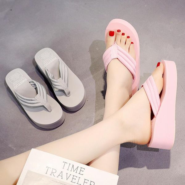 slippers summer women thick bottom muffin cake sandals flip flops high cotton beach shoes woman, Black
slippers summer women thick bottom muffin cake sandals flip flops high cotton beach shoes woman, Black