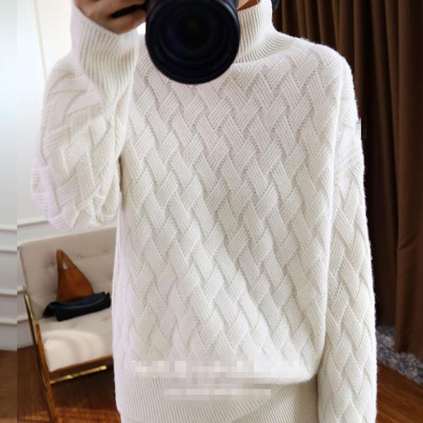 autumn and winter cashmere sweater women's high collar pullover slim thick knit bottoming large sweaters, White;black
autumn and winter cashmere sweater women's high collar pullover slim thick knit bottoming large sweaters, White;black