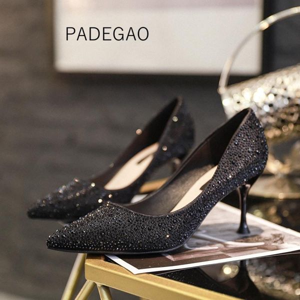 dress shoes 2021 women crystal balck high-heeled party concise elegant shallow women's, Black
dress shoes 2021 women crystal balck high-heeled party concise elegant shallow women's, Black