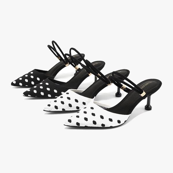sandals highquality fashion polka dot women microfiber flying woven high heels formal dress banquet shoes for two wear, Black
sandals highquality fashion polka dot women microfiber flying woven high heels formal dress banquet shoes for two wear, Black