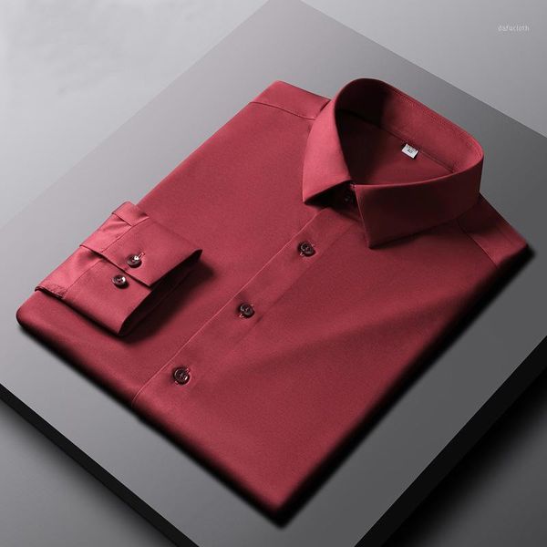 men's casual shirts parklees 2021 solid satin red for men long sleeve slim non iron shirt office business dress camisas 14color, White;black
men's casual shirts parklees 2021 solid satin red for men long sleeve slim non iron shirt office business dress camisas 14color, White;black