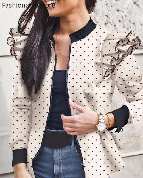 women long sleeve print ruffles zip casual jacket coat women's jackets, Black;brown
women long sleeve print ruffles zip casual jacket coat women's jackets, Black;brown