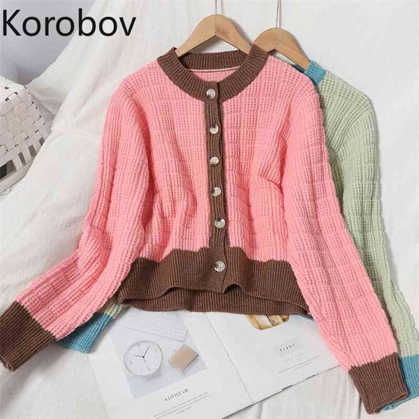 korobov autumn winter new chic women cardigans korean sweet hit color patchwork sweaters vintage preppy style sueter mujer 210430, White
korobov autumn winter new chic women cardigans korean sweet hit color patchwork sweaters vintage preppy style sueter mujer 210430, White