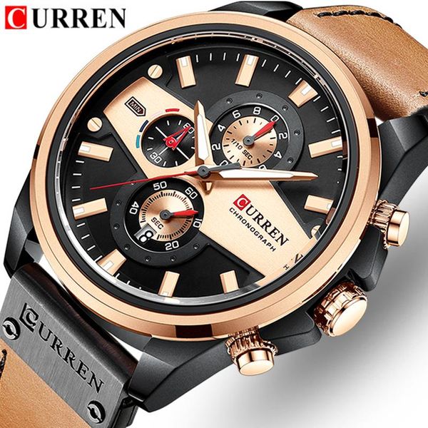 wristwatches curren casual sport men's watch fashion leather clock for male chronograph quartz watches military reloj hombre, Slivery;brown
wristwatches curren casual sport men's watch fashion leather clock for male chronograph quartz watches military reloj hombre, Slivery;brown