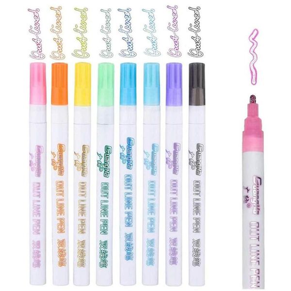 12colors metallic double lines highlighter out line pen stationery art drawing marker calligraphy lettering scrapbooking highlighters, Black;red
12colors metallic double lines highlighter out line pen stationery art drawing marker calligraphy lettering scrapbooking highlighters, Black;red