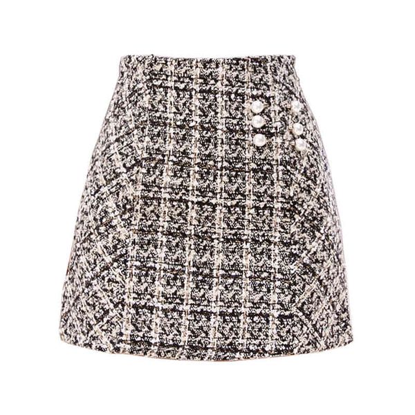 women high waist pencil streetwear fashion casual min skirts tweed beading pearl zipper short s0104 210514, Black
women high waist pencil streetwear fashion casual min skirts tweed beading pearl zipper short s0104 210514, Black
