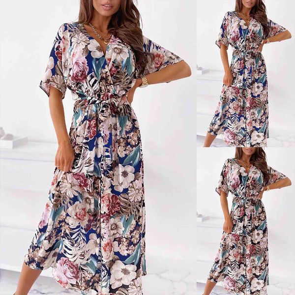 dress summer fashion sundress printed womens camis v waist belted large swing short sleeve casual loose mid calf, White
dress summer fashion sundress printed womens camis v waist belted large swing short sleeve casual loose mid calf, White